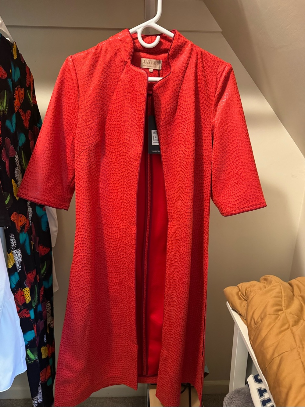 Jayley Red Textured Open Jacket